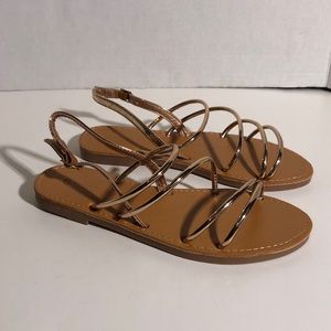 Rose Gold Strappy Metallic Sandals